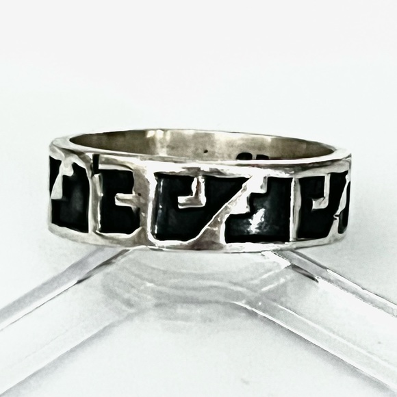 Vintage Southwestern Sterling Silver Overlay Technique Band / Ring - Picture 1 of 4